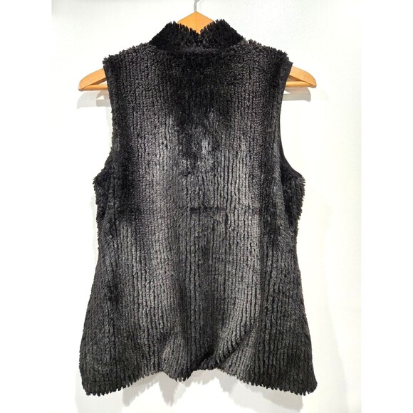 Women's Etcetera Size S Black Zip Up Faux Fur Cashmere Blend Vest - Picture 5 of 6
